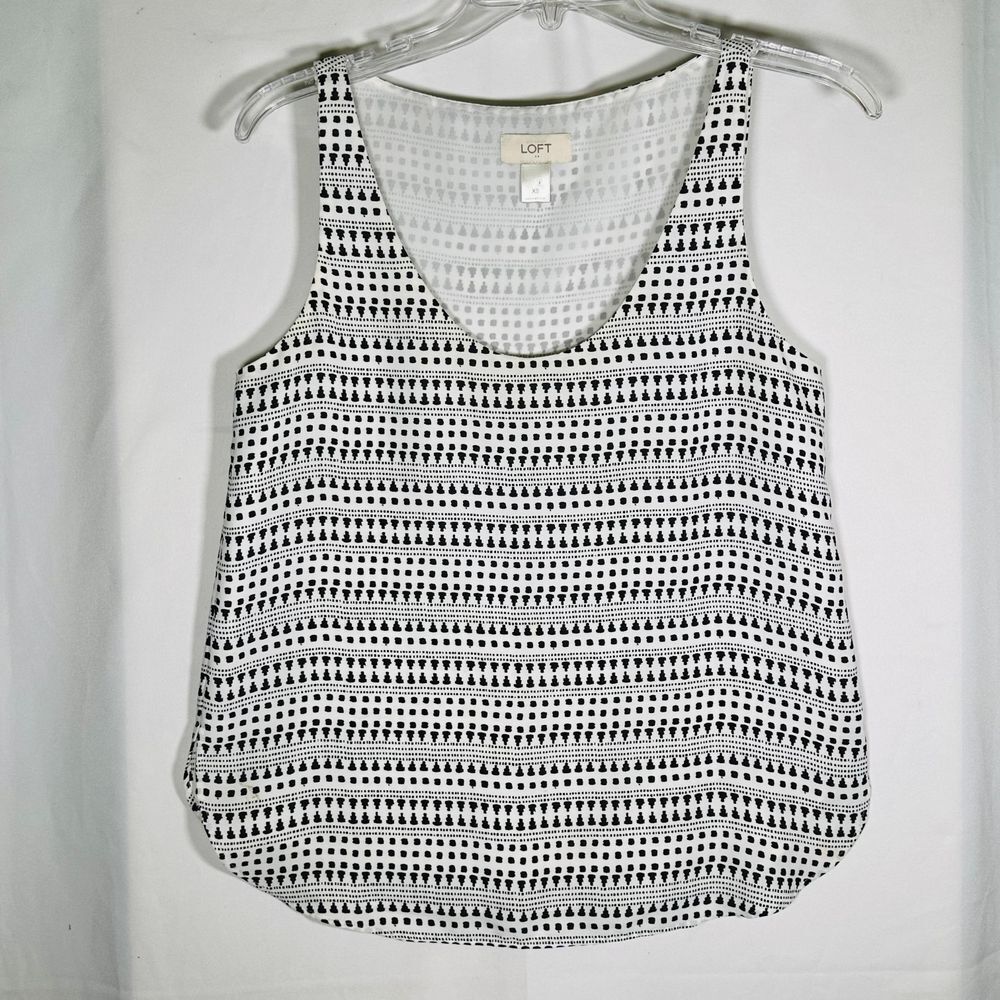 LOFT Lined Tank Top Black and White‎ Business Casual Layers Womens XS